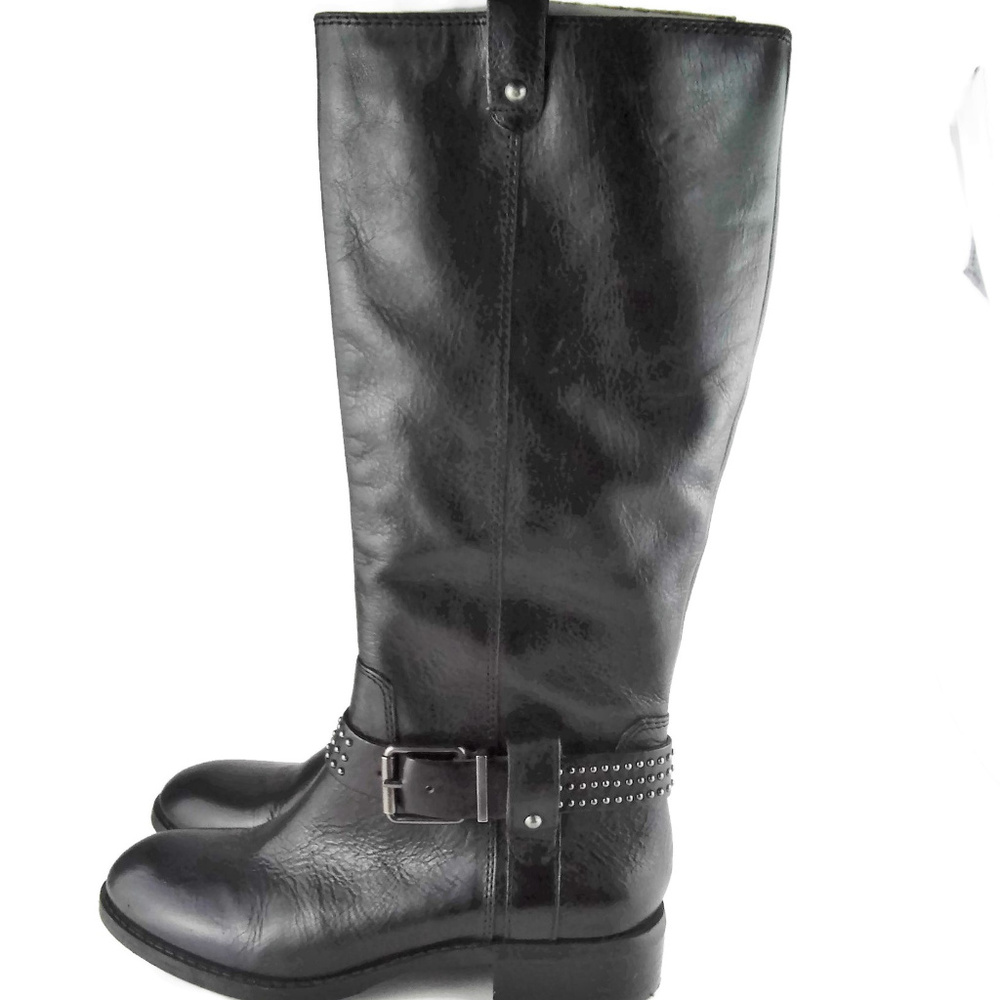 JESSICA SIMPSON Studded Buckle Leather Riding Boot